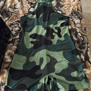 Camo green shorts jumpsuit